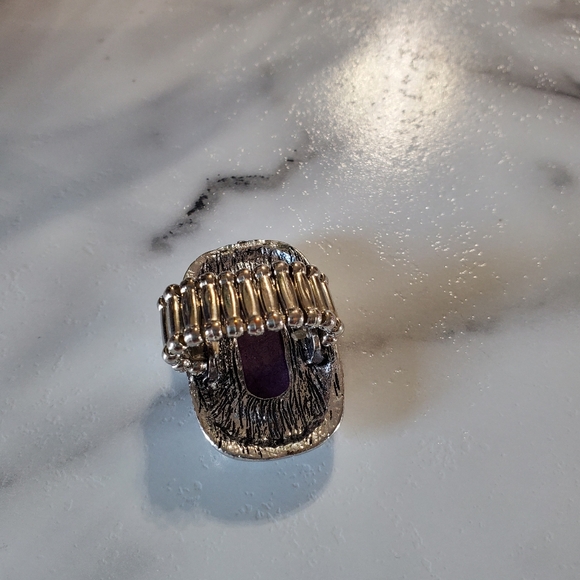 Purple Stone Silver Tone Stretch Band  💥3 for $24💥 - Picture 7 of 15